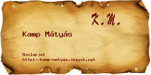 Kamp Mátyás névjegykártya